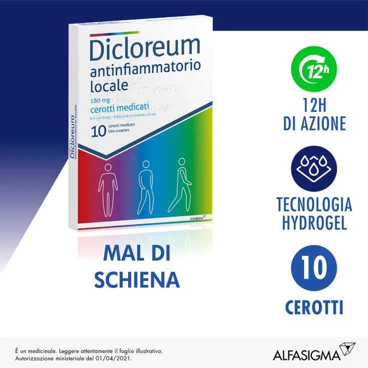 Dicloreum Antinfiammatorio Locale 180 mg 10 Cerotti Medicati