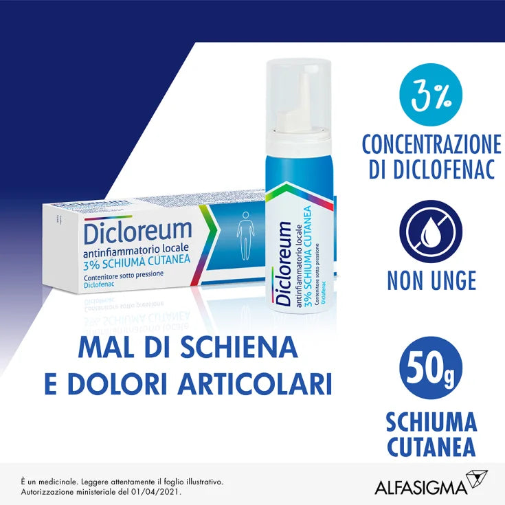 Dicloreum Antinfiammatorio Locale 3% Schiuma 50g