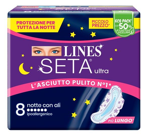 Lines Seta Ultra Notte – Assorbenti Notte 8 pz