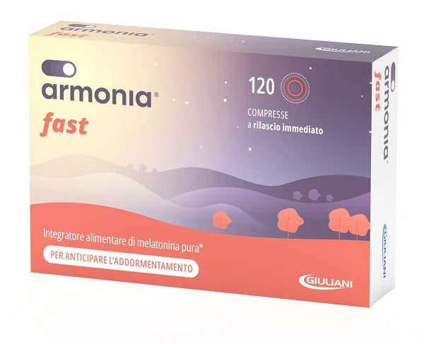 Armonia Fast 120 Compresse a rilascio immediato, a base di melatonina pura, per anticipare l'addormentamento