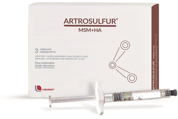 Artrosulfur MSM + HA - 3 siringhe preriempite a base di Acido Ialuronico - 32 mg - 2 ml