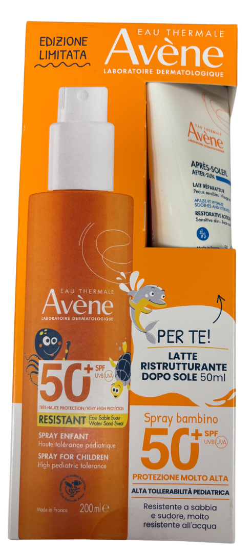 Avene Spray Bambini SPF 50+ 200ml + Omaggio Latte Ristrutturante Dopo Sole 50ml