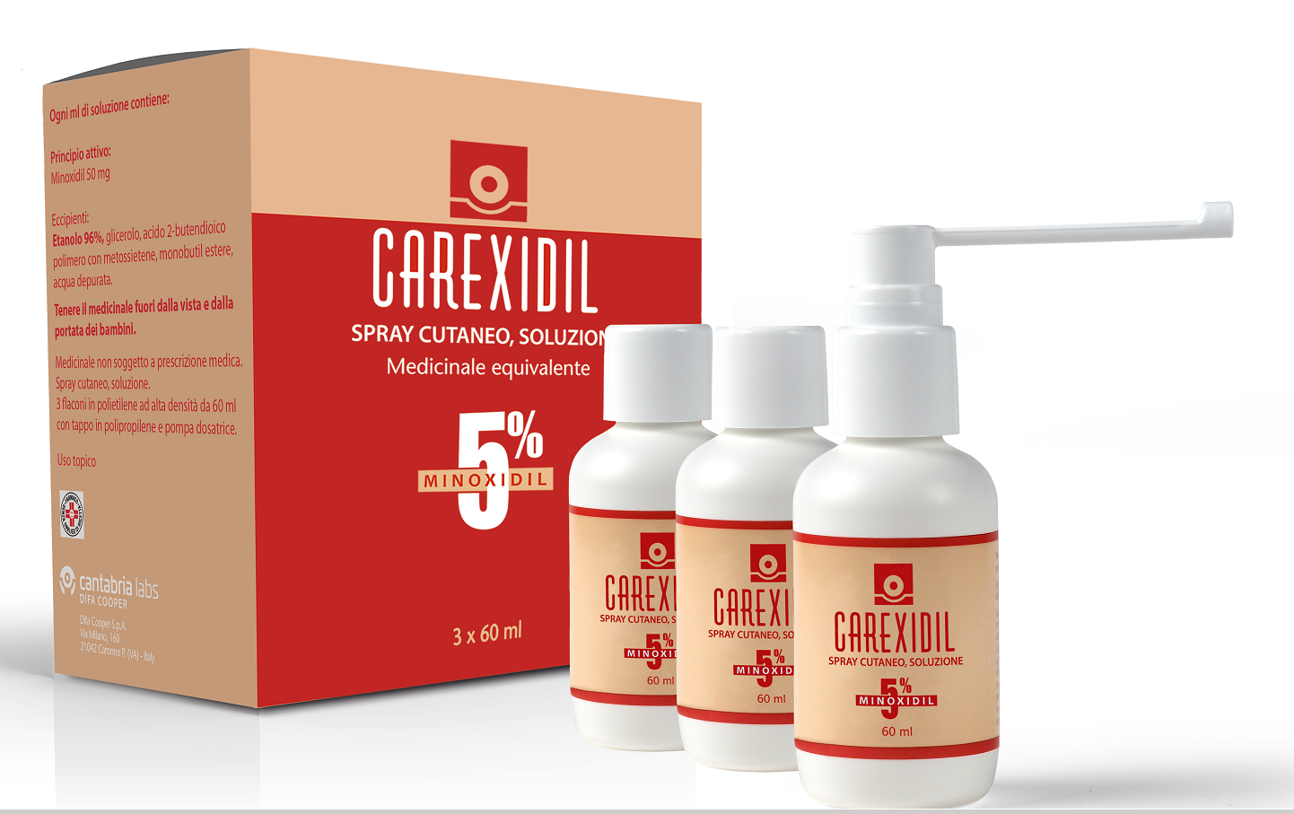Carexidil Soluzione Cutanea 5% 3x60ml