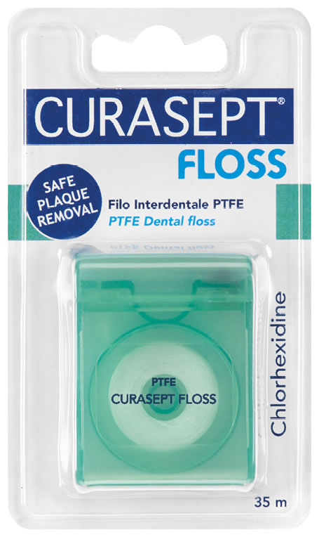 Curasept Floss PFTE Filo Interdentale con Clorexidina 35 Metri