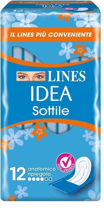 Lines idea Sottile Anatomico Ripiegato 12 Assorbenti