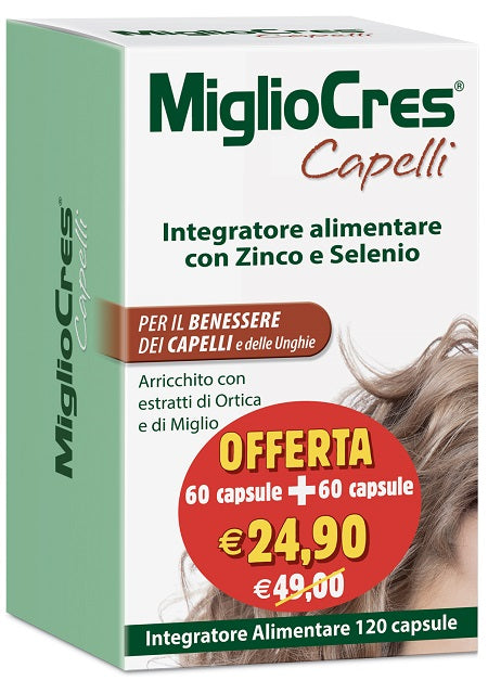 Migliocres Integratore Per Capelli 60+60 Capsule Promo
