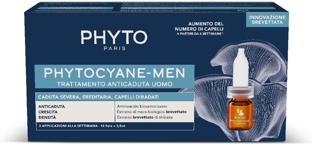 Phyto Phytocyane Trattamento Anticaduta in Fiale, Caduta Severa dei Capelli maschile