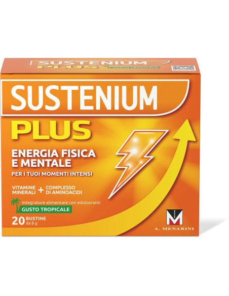 Sustenium Plus Energia Mentale e Fisica, Gusto Tropicale 20 Bustine