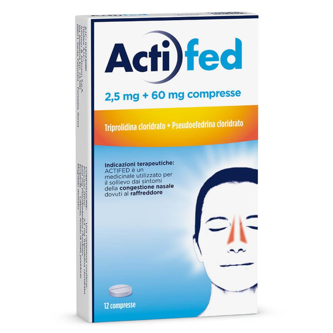 Actifed 2,5 mg 12 Compresse Congestione Nasale e Raffreddore