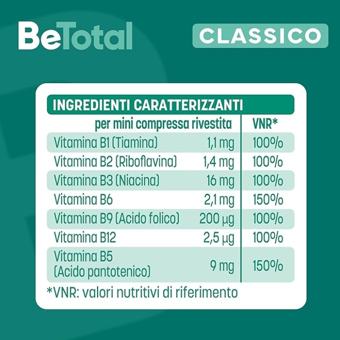 BeTotal Compresse Integratore di Vitamina B, Riattiva l’Energia, Riduce la Stanchezza, Supporta il Sistema Immunitario, Adulti, 60 Compresse