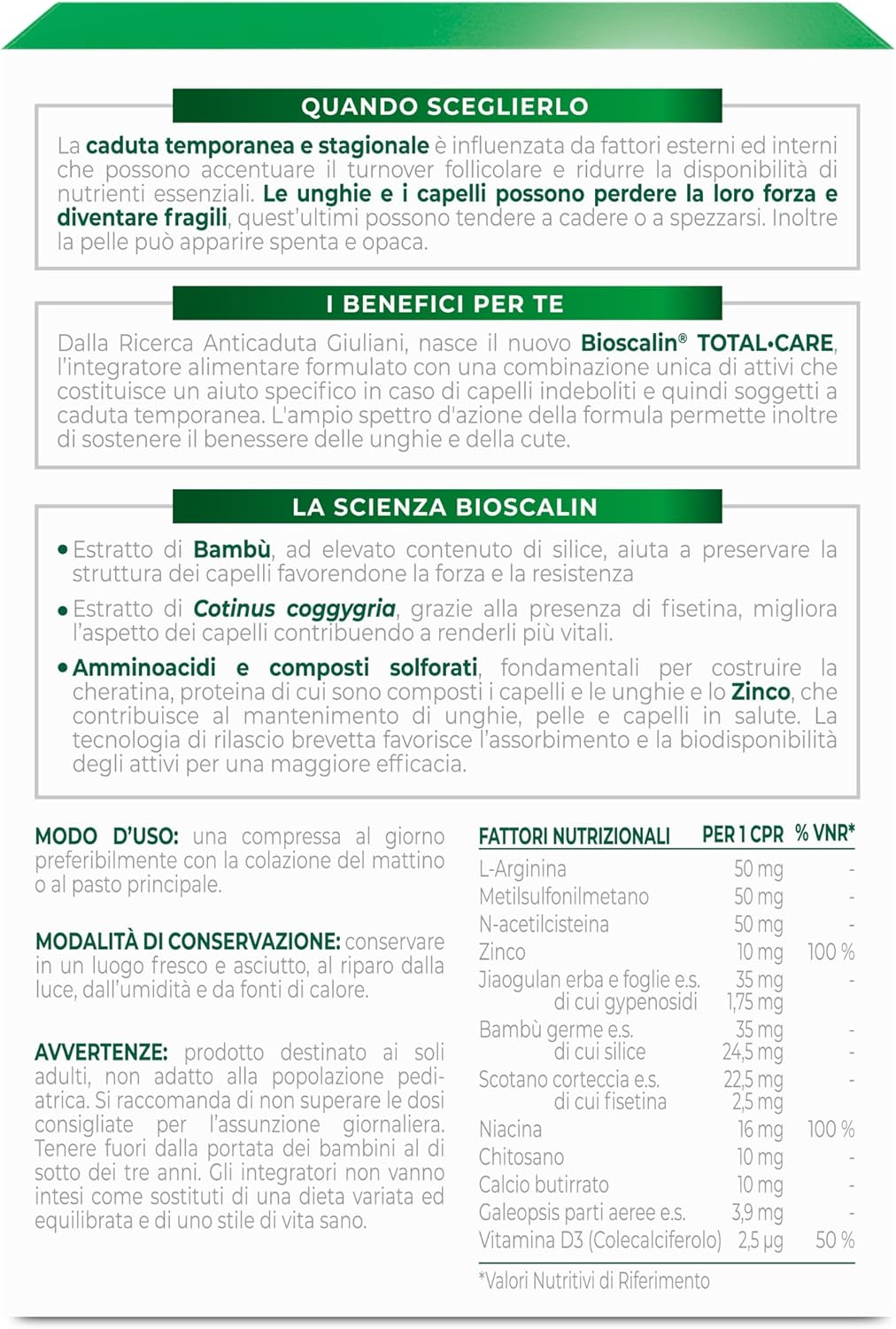 Bioscalin Total Care 30 Compresse