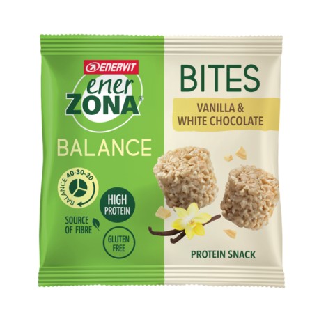 Enerzona Bites Vaniglia e Cioccolato Bianco, Snack Proteico, 24g