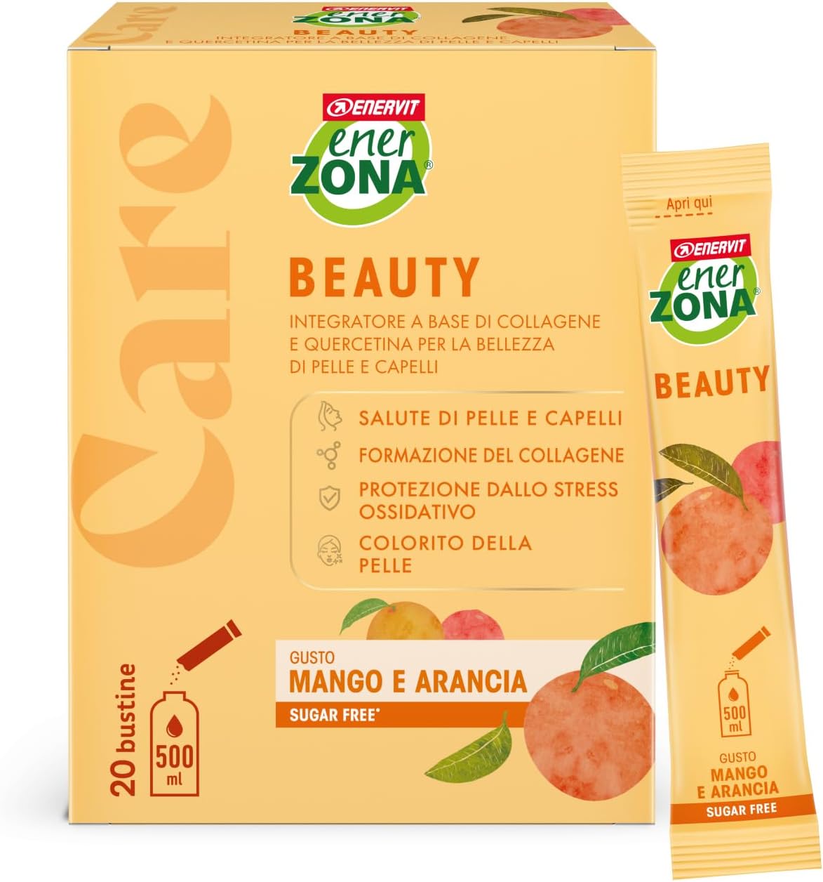 Enervit EnerZona Beauty, Integratore Alimentare con Collagene, 20 Bustine, Zero Zuccheri e Zero Calorie