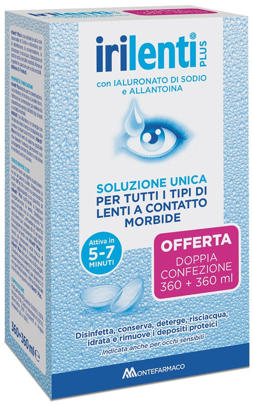 Irilenti Plus Bipack Soluzione Unica per Lenti a Contatto Morbide, 360 + 360ml