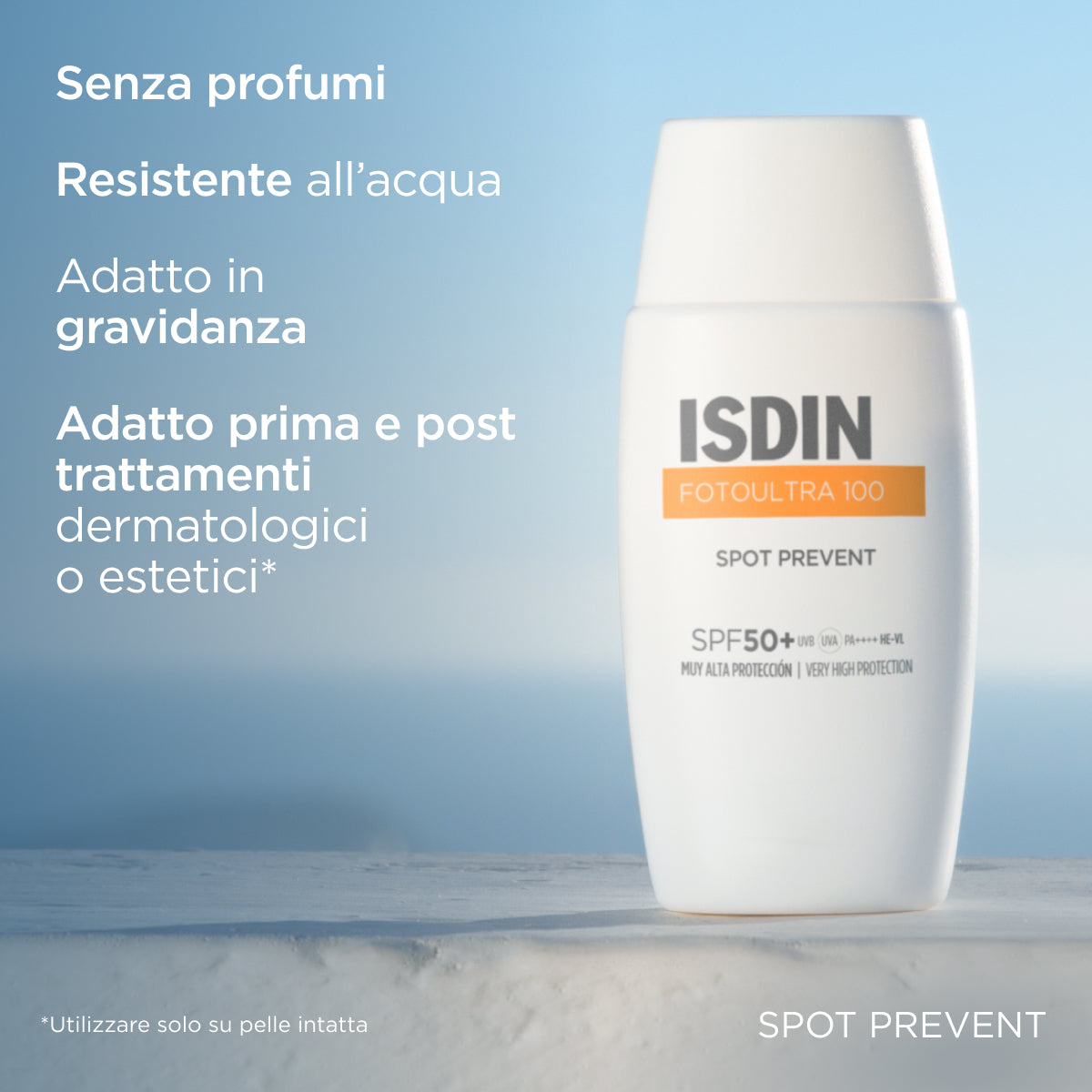 Isdin Fotoultra 100 Spot Prevent Fluido Viso spf50+, Previene le macchie solari, 50ml