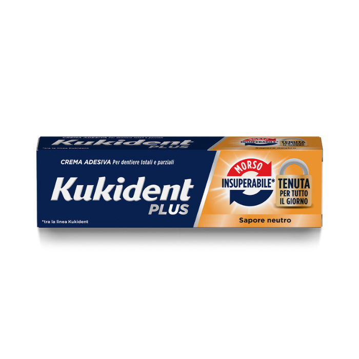 Kukident Plus Morso Insuperabile, Tenuta Per Tutto Il Giorno, Sapore Neutro, 65g