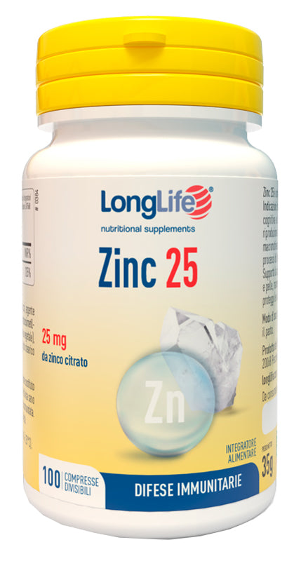 Longlife Zinc 25mg 100cpr