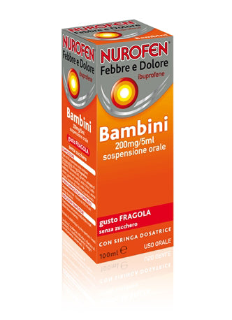 Nurofen Febbre Dolore Bambini 200mg/5ml Sospensione Orale Fragola 100ml