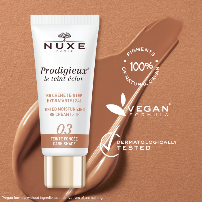 Nuxe prodigieux crema colorata idratante, tonalità Scura 03, 30ml