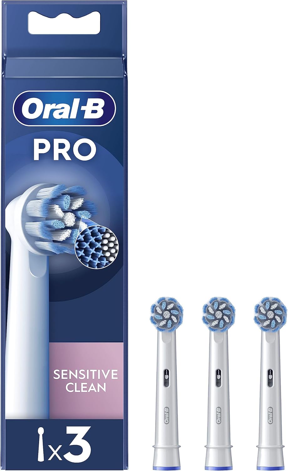 Oral-B Sensitive Clean Testine Spazzolino Elettrico, Confezione da 3 Testine di Ricambio, Pulisce Aree Sensibili e Infiammate