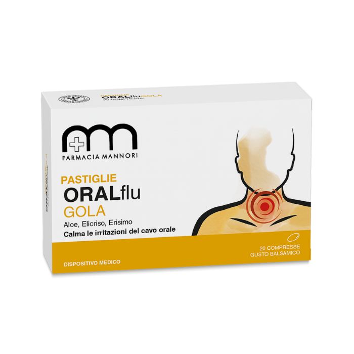 Oralflu Gola Pastiglie, Calma le irritazioni del cavo orale, 20 compresse gusto balsamico, Farmacisti Preparatori