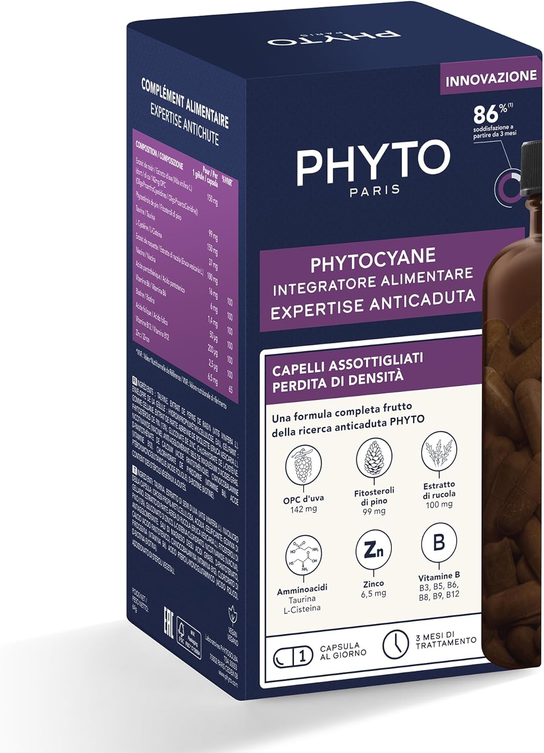 Phyto Phytocyane Expertise Integratore Anticaduta Capelli, 3 Mesi di Trattamento, 84 Capsule