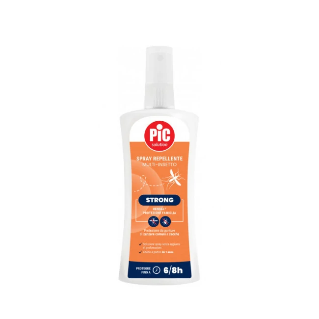 Pic Spray Repellente Multi-insetto Strong, Protezione fino a 8 ore da Zanzare e Zecche, 100ml