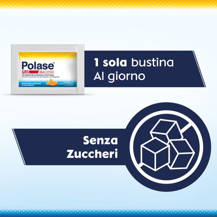 Polase Plus, più Magnesio e più Potassio, Integratore Alimentare di Sali Minerali, Contro Stanchezza e Fatica, Gusto Arancia e Mandarino, 24 Bustine