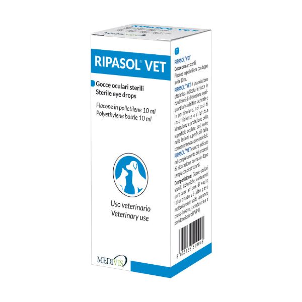 Ripasol Vet Gocce Oculari Idratanti per Uso Veterinario, 10ml