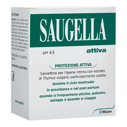 Saugella Attiva Salviettine Detergenti 10 pezzi