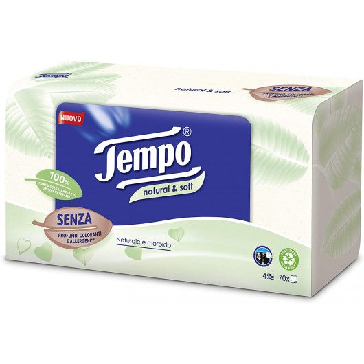 Tempo Box Fazzoletti Natural & Soft 70 Pezzi