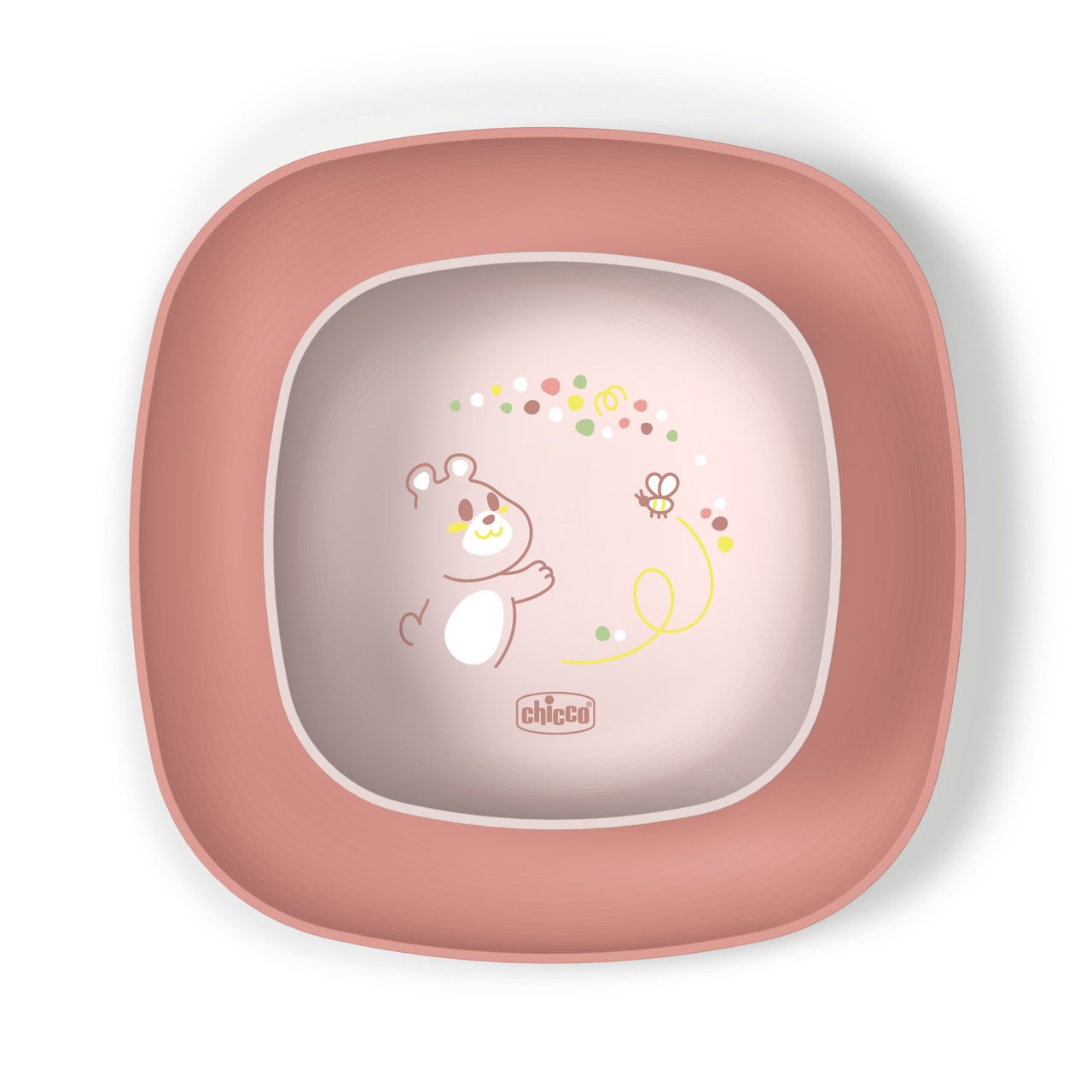 Chicco Set Piatto Piano e Ciotola Per Bambini, 12+ Mesi, Colore rosa