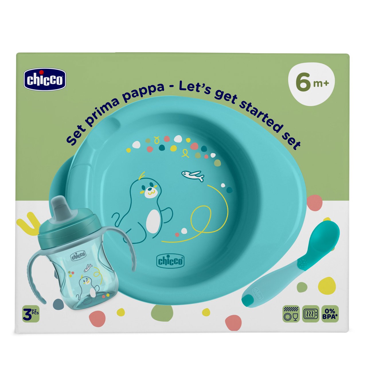 Chicco Set Prima Pappa 6+ Mesi, Azzurro