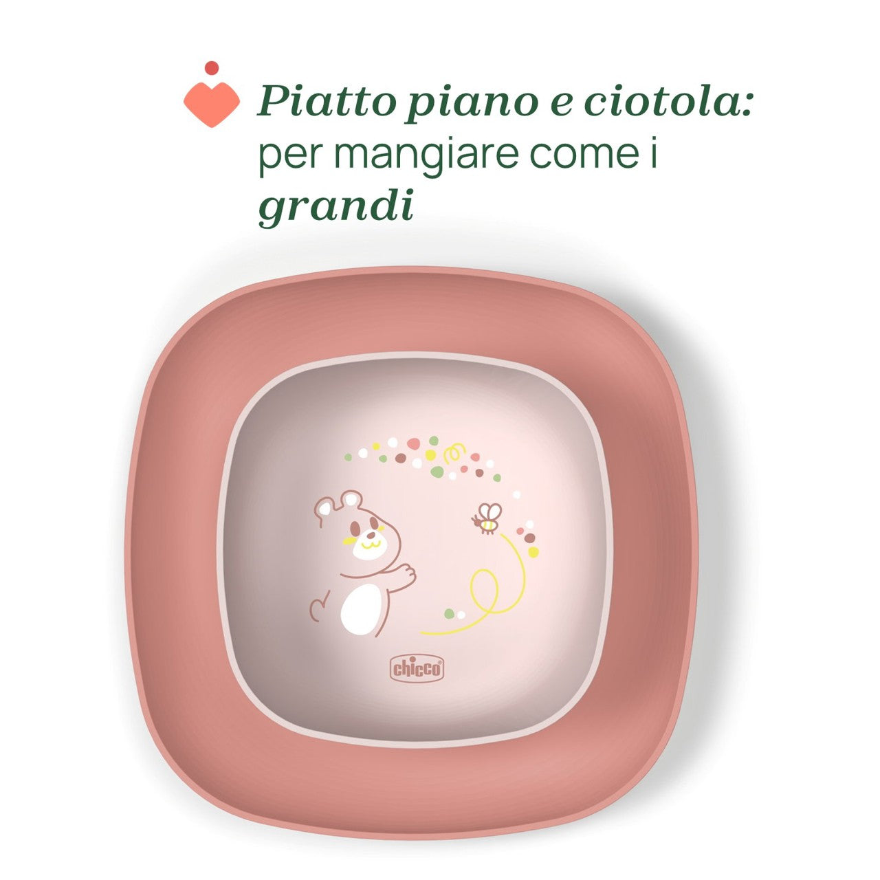 Chicco Set Pappa, Piattini e Posate Per Bambini, Rosa, 12+ Mesi