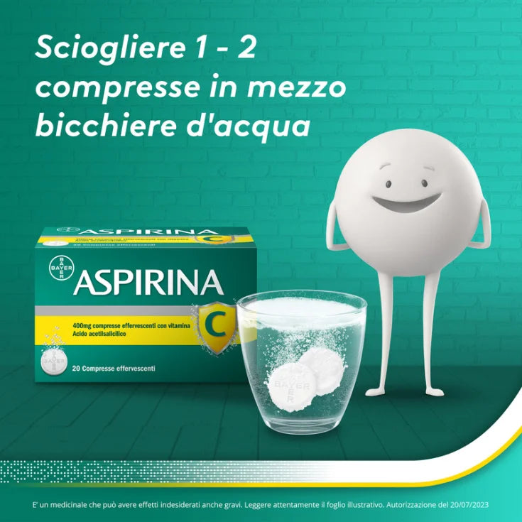 ASPIRINA C 400MG ACIDO ACETILSALICILICO 20 COMPRESSE
