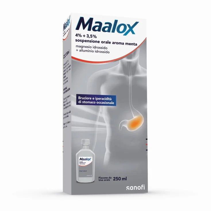 Maalox Sospensione Orale 4% + 3.5% Aroma Menta 250ml - Maalox Sospensione Orale 4% + 3.5% Aroma Menta 250ml