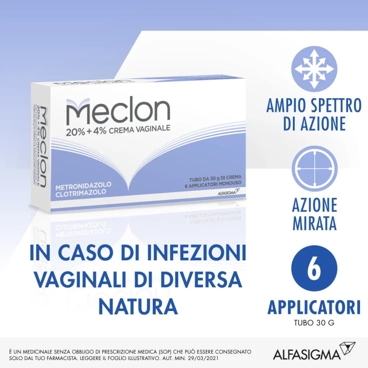 Meclon Crema Vaginale 30g 20%+4% + 6 Applicatori - meclon crema 30g