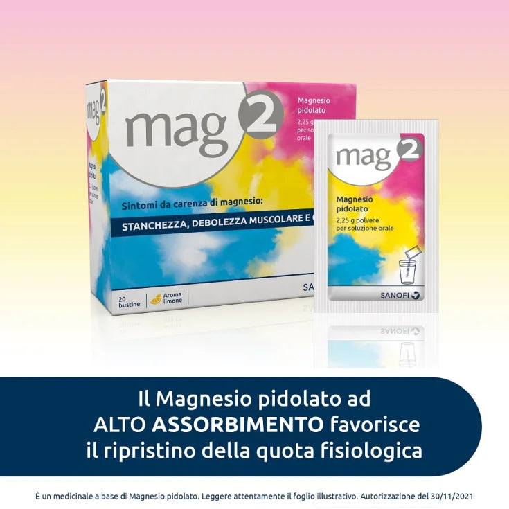 Mag 2 Magnesio Pidolato 2,25g 20 Bustine