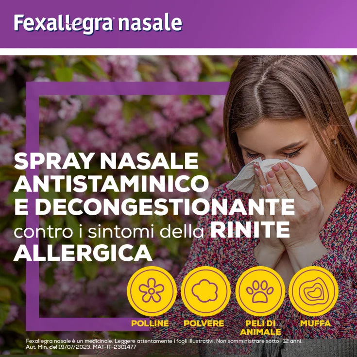 Fexallegra Spray Nasale Antistaminico Decongestionante Contro Rinite Allergica 10 ml - Fexallegra Spray Nasale Antistaminico