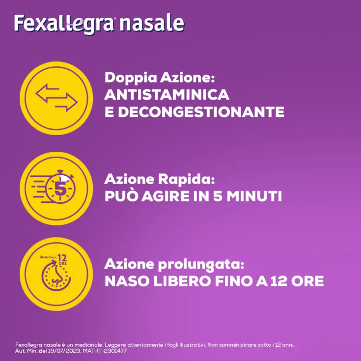 Fexallegra Spray Nasale Antistaminico Decongestionante Contro Rinite Allergica 10 ml - Fexallegra Spray Nasale Antistaminico