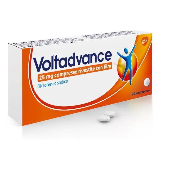 Voltadvance Antinfiammatorio 25mg Diclofenac 20 Compresse - voltadvance 20 compresse 25mg
