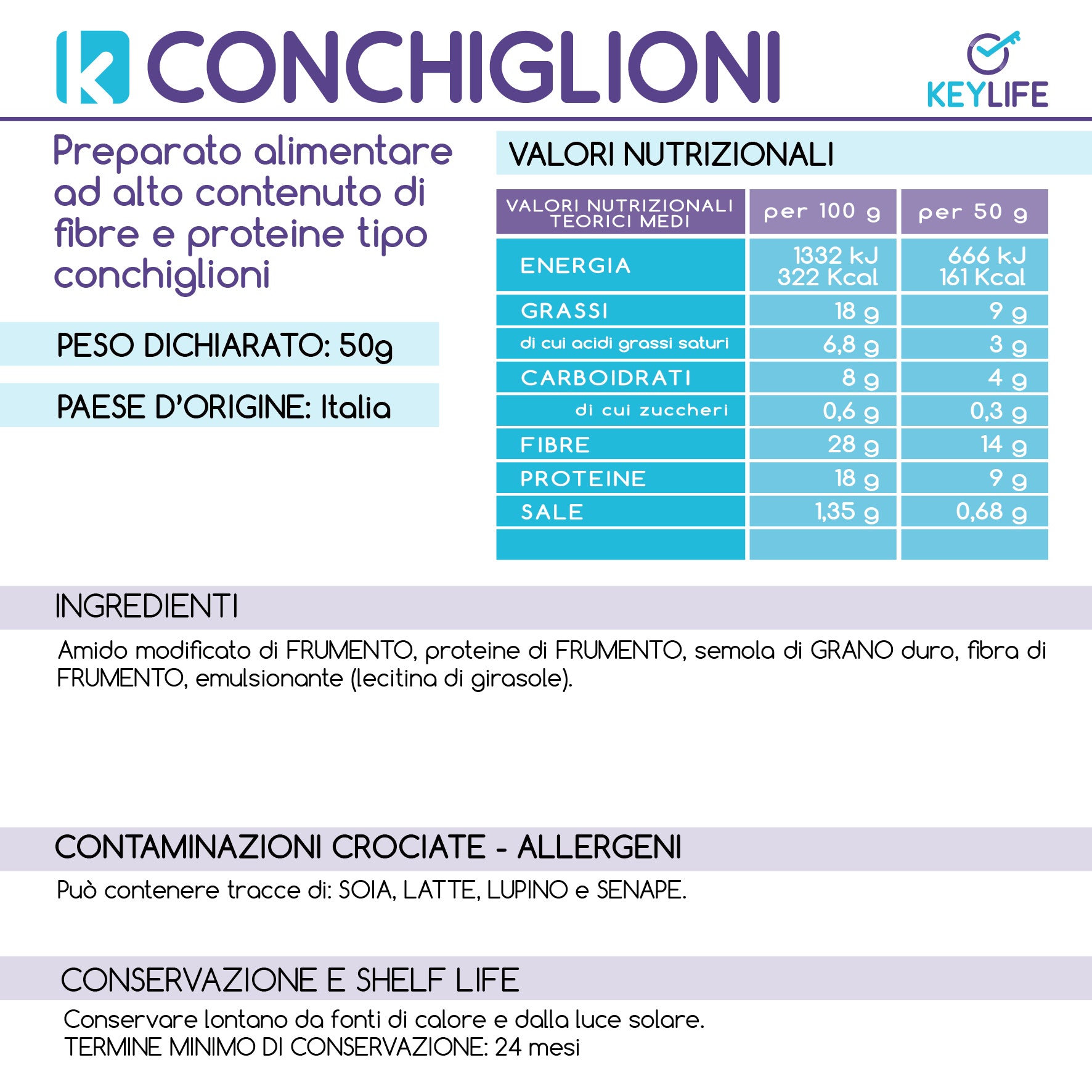 Keylife Kconchiglioni 50g - Keylife Kconchiglioni 50g