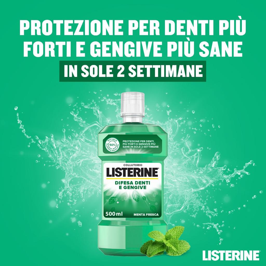 Listerine Difesa Denti Gengive Collutorio Gusto Delicato 2x500ml