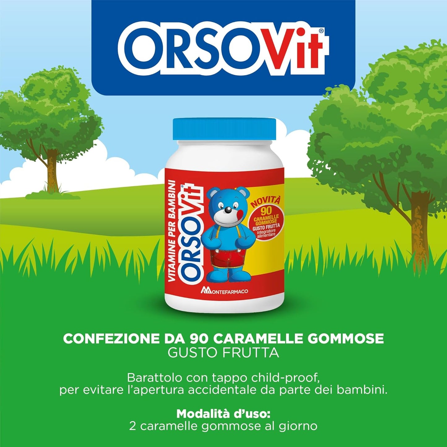 Orsovit Multivitaminico Bambini 90 Caramelle Gommose Gusto Frutta