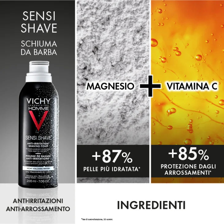 Vichy Pochette Regalo Uomo Hydra Mag C Gel Doccia 200 ml + Sensi Shave Schiuma da Barba 200 ml