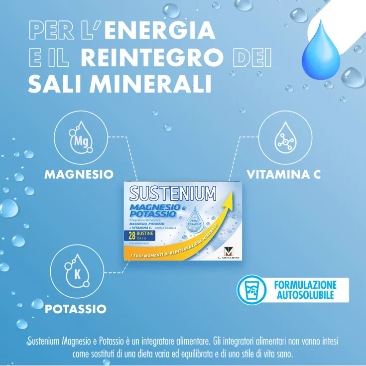 Sustenium Magnesio Potassio gusto arancia 28 Buste Promo