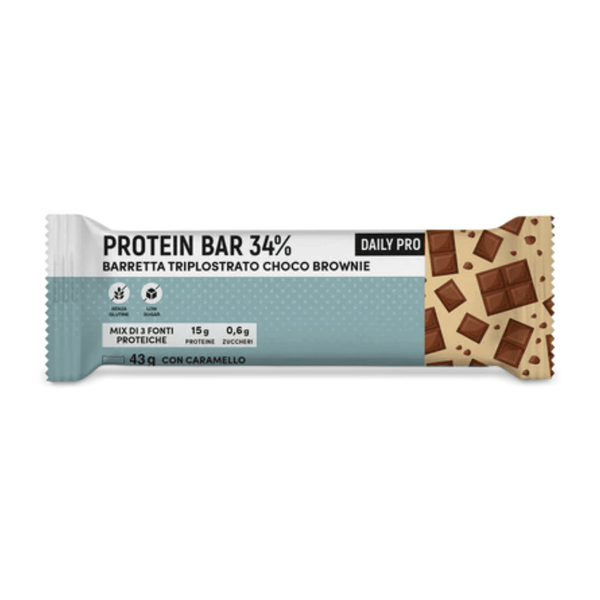 Protein Bar 34% - Barretta proteica triplo strato, Choco Brownie, Farmacisti Preparatori, 43g