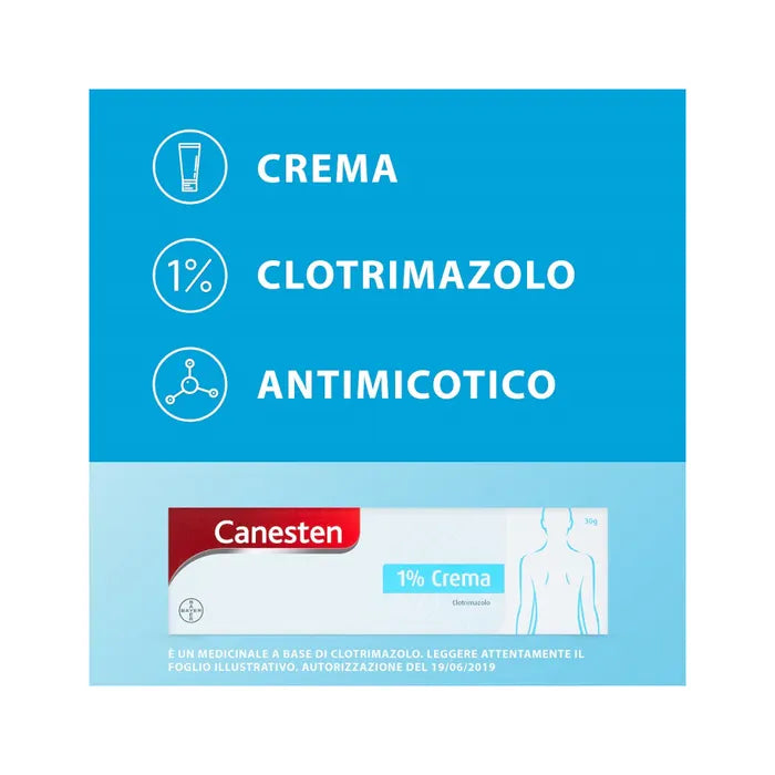 Canesten Crema Antimicotica Uso Dermatologico Funghi e Micosi Con 1% Clotrimazolo 30gr - Canesten Crema Antimicotica Uso Dermatologico Funghi e Micosi Con 1% Clotrimazolo 30gr