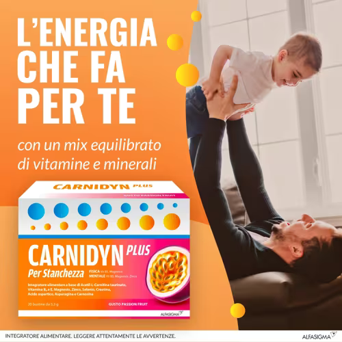 Carnidyn Plus Stanchezza Fisica Mentale gusto Passion Fruit 20 Bustine