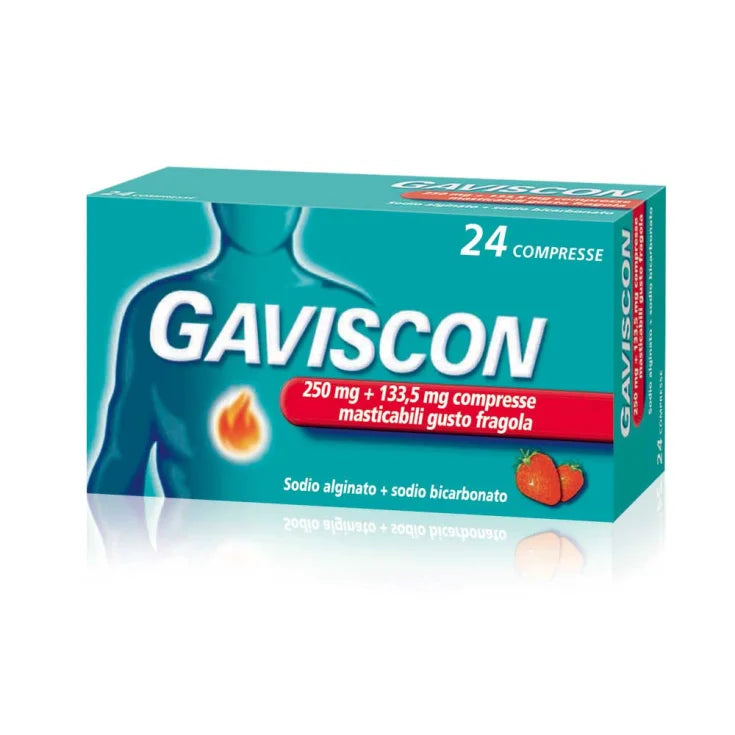 Gaviscon 24 Compresse Gusto Fragola 250+133,5mg - gaviscon 24 compresse fragola